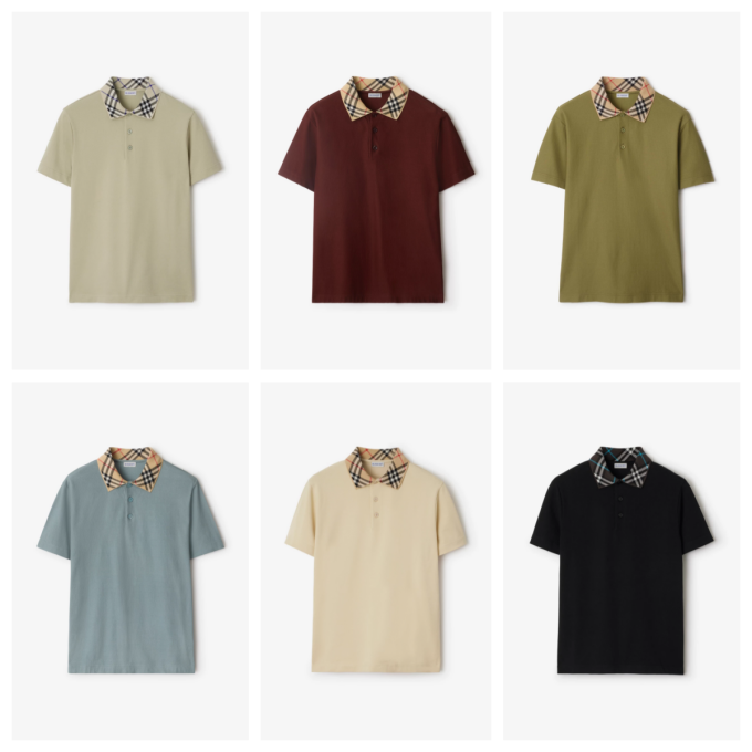 burberry check collar cotton polo shirt